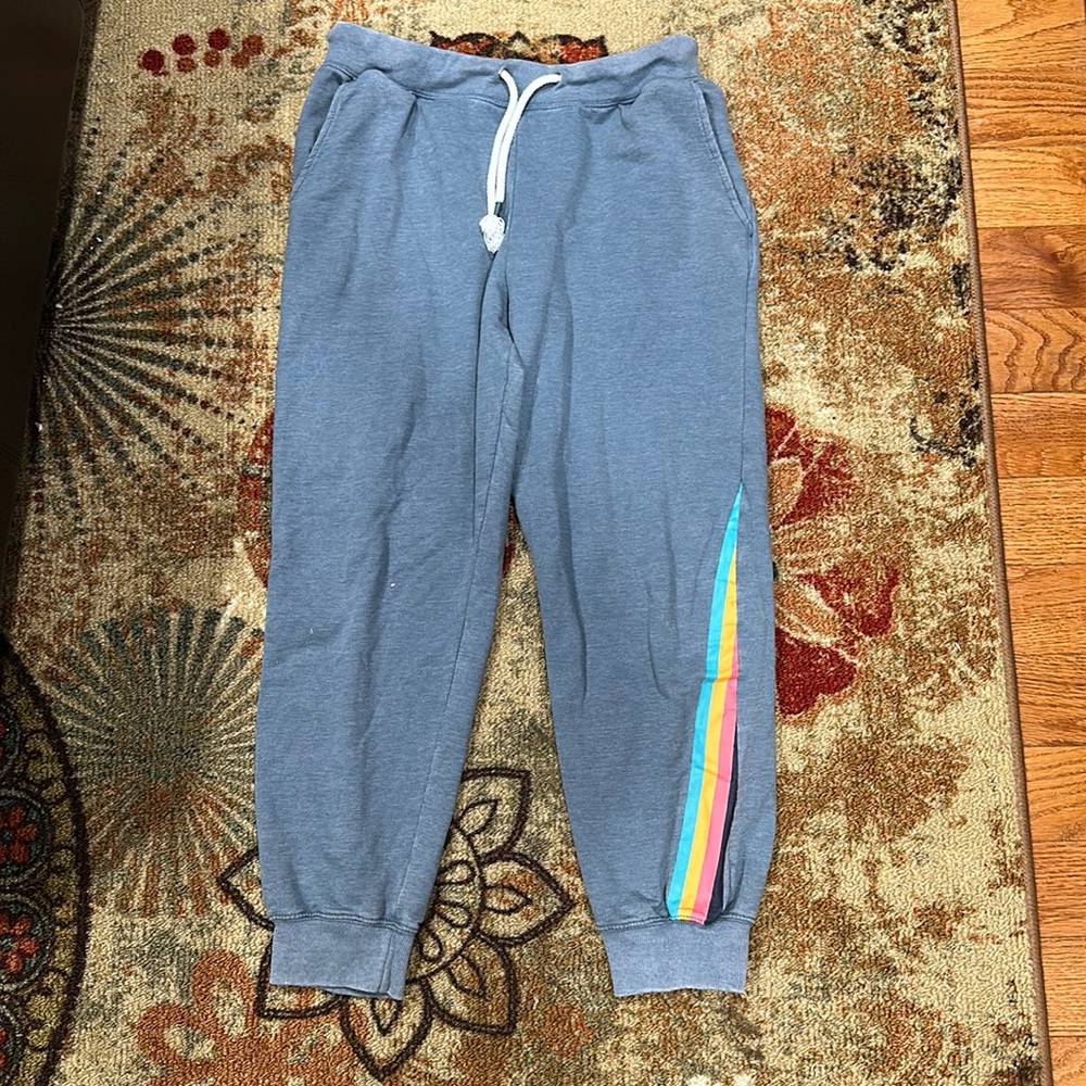 Jolie and Joy Womens Gray Blue Large Size Sweatpants